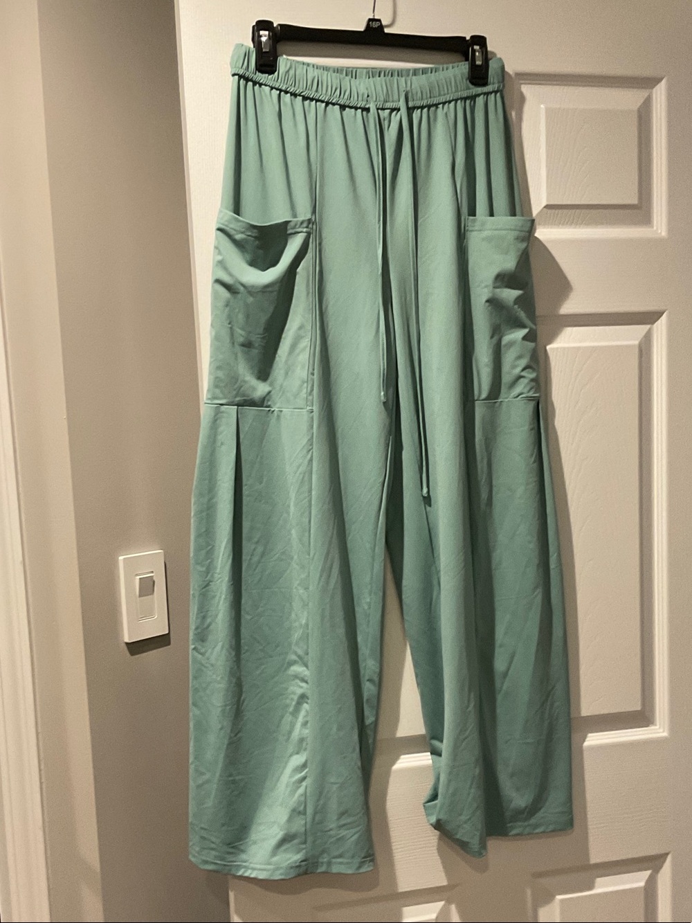 Women's Wide-Leg Drawstring Pants in Mint Green